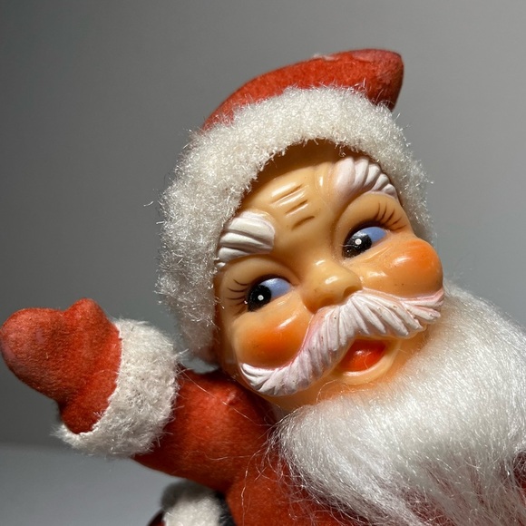 Vintage Flocked Santa Claus Figurine. Dancing. Fun. Festive. Collectible - Picture 2 of 7